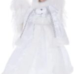 White Winter Angel Tree Topper Christmas Decoration 16″ Height