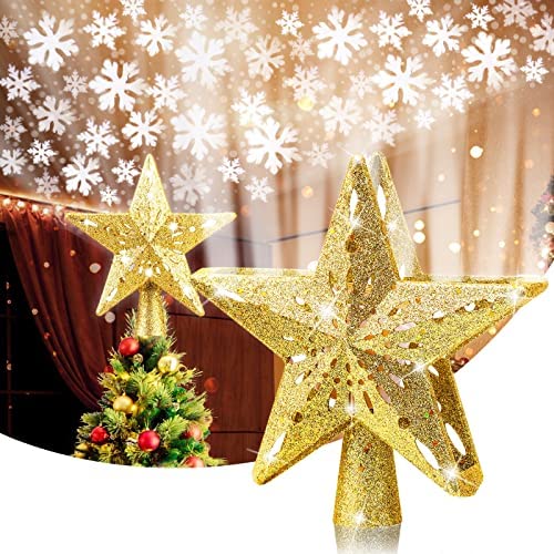 Star Christmas Tree Topper Projector , Areker 10 Inch Lighted Tree